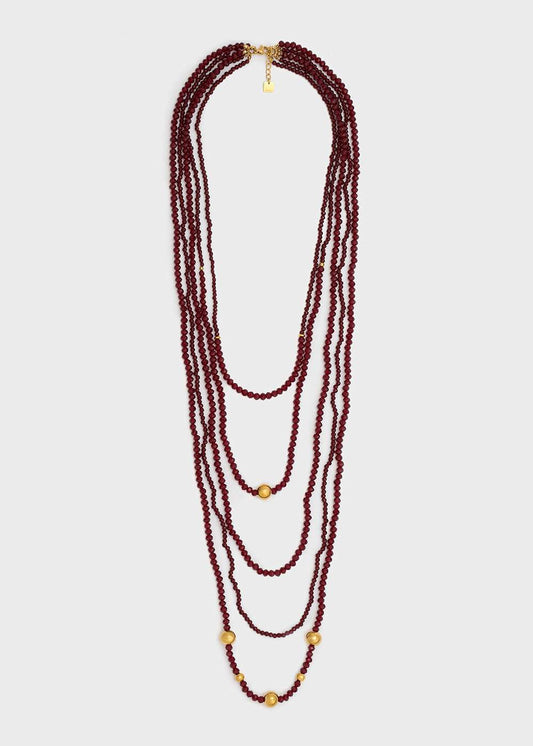 COLLANA MULTIFILO CON PERLINE ORO\BORDEAUX NALÍ