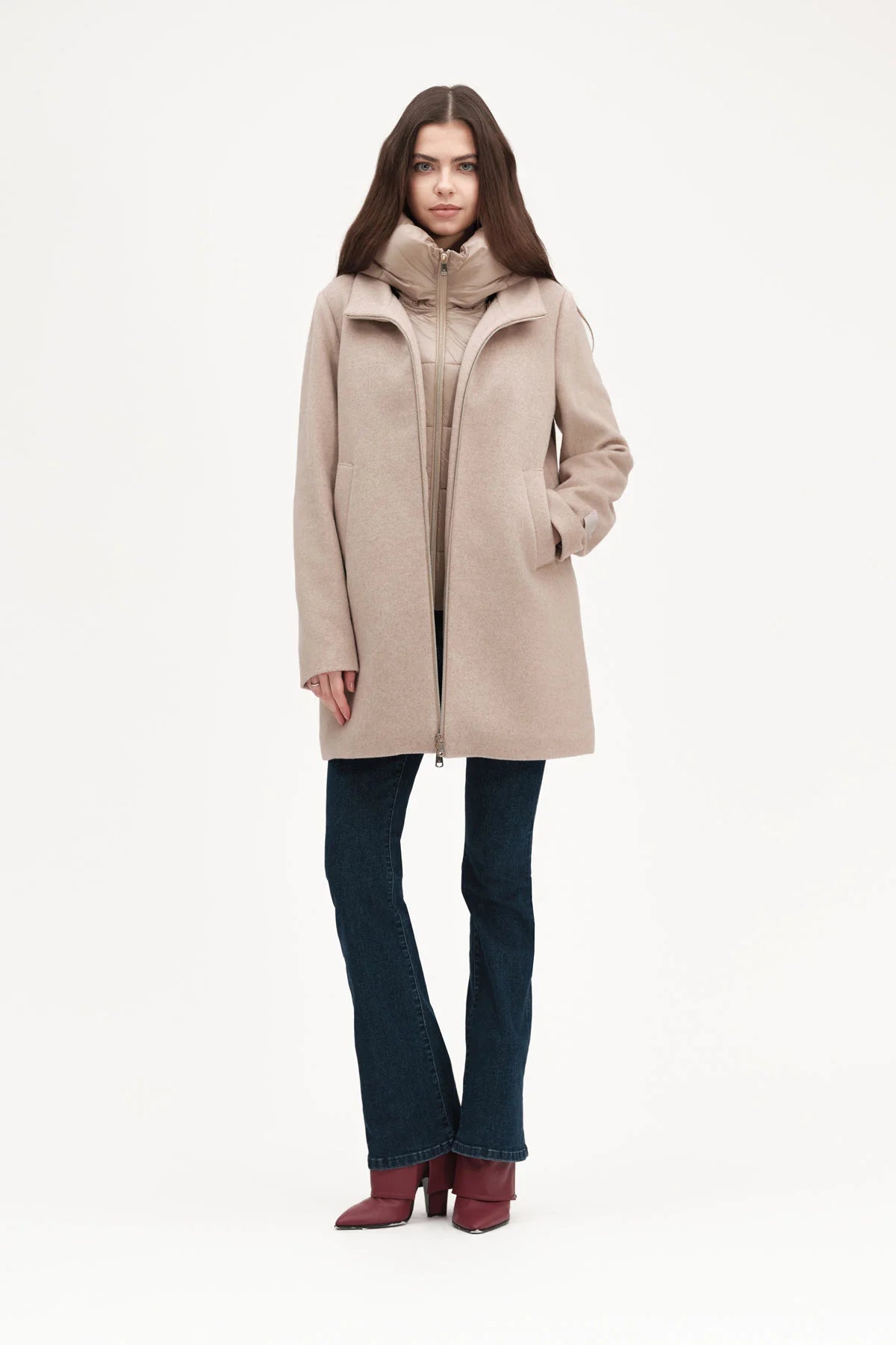 CAPPOTTO CON ZIP E PETTORINA IMBOTTITA WHITE WISE