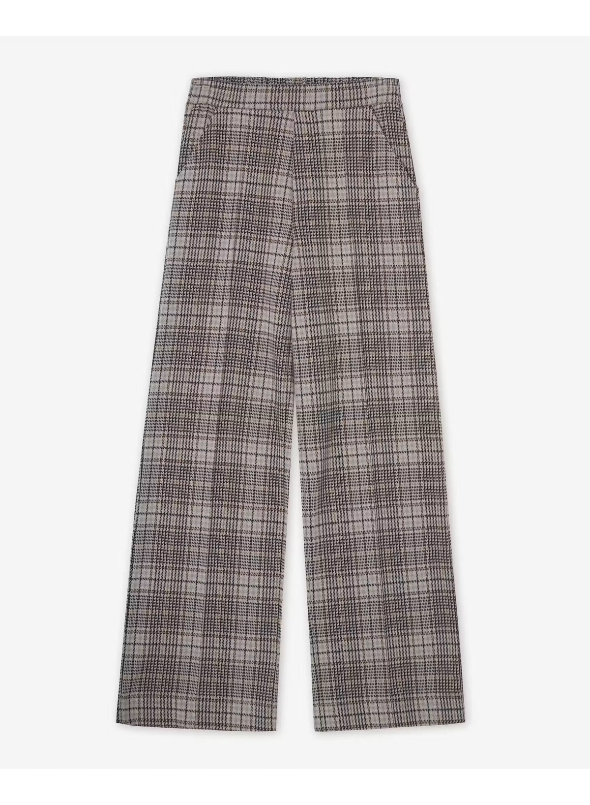 PANTALONE WHDE-LEG CHECKED FANTASIA PRINCIPE DI GALLES BEIGE MARRONE 45422-403 YERSE