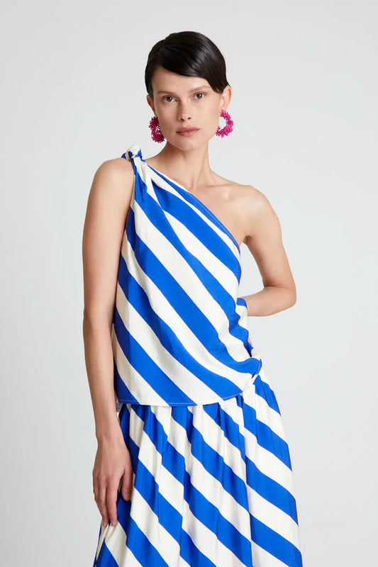 TOP ASIMMETRICO RIGA BLU COMPANIA FANTASTICA