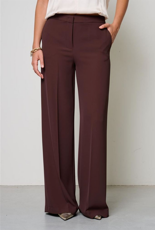 PANTALONI LINEA DRITTA IN TESSUTO TECNICO CIOCCOLATO KAOS