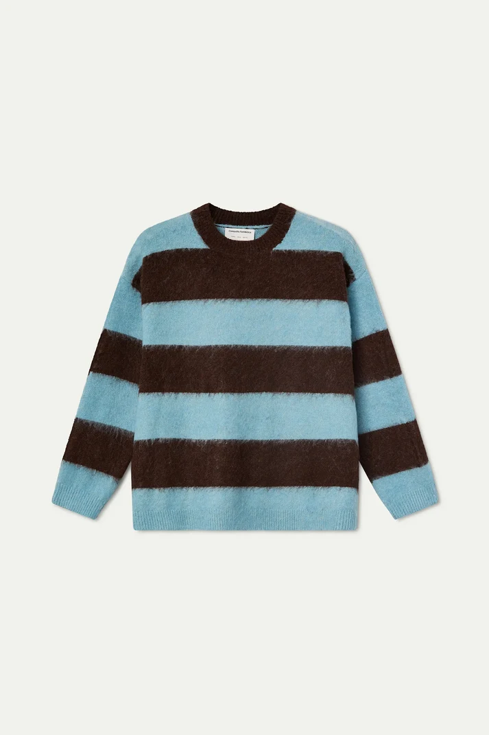 MAGLIA GIROCOLLO A RIGHE AZZURRA E MARRONE 64C/10370 COMPANIA FANTASTICA