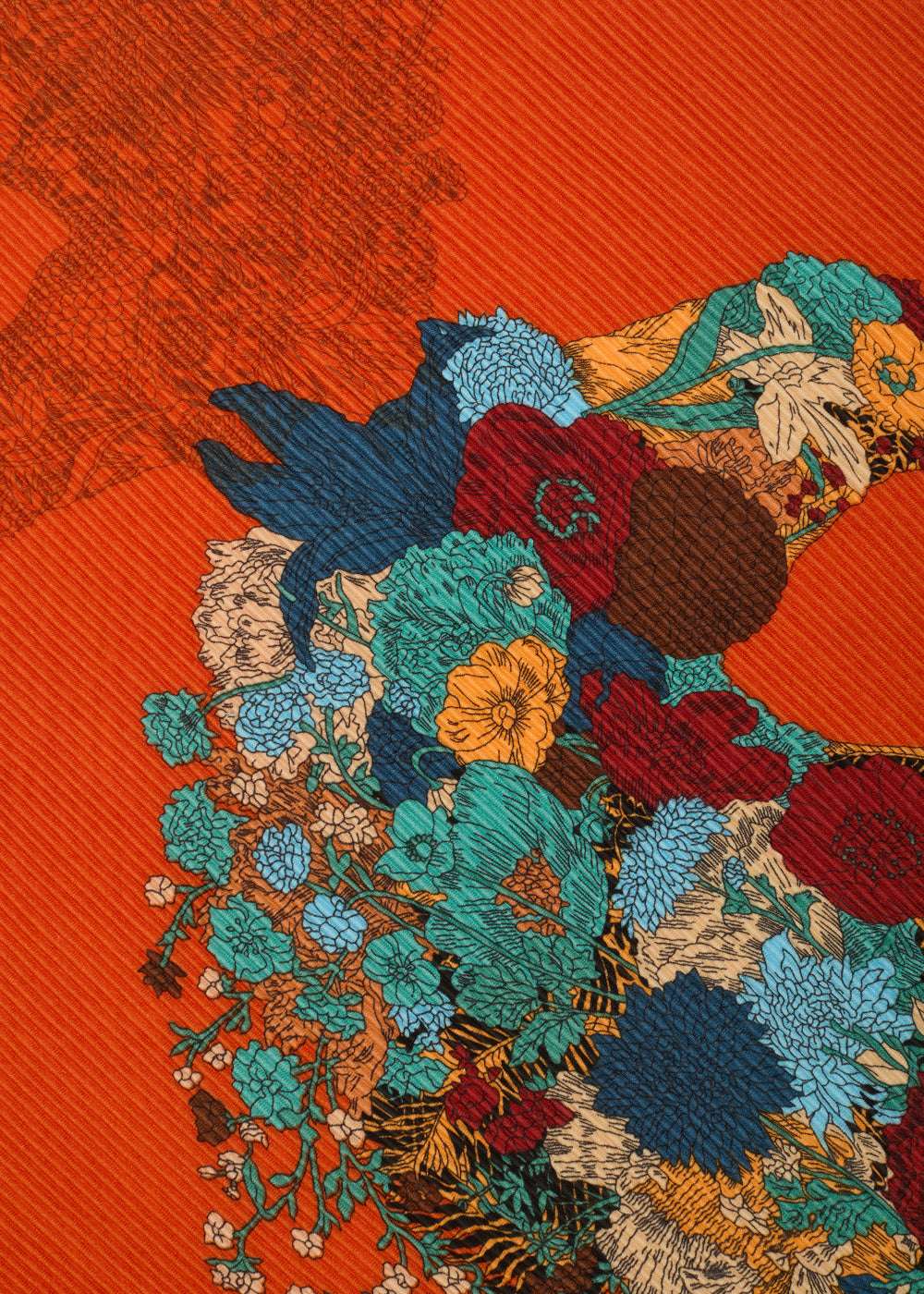 FOULARD AMPIO FIORI PLISSE ARANCIO NALÍ