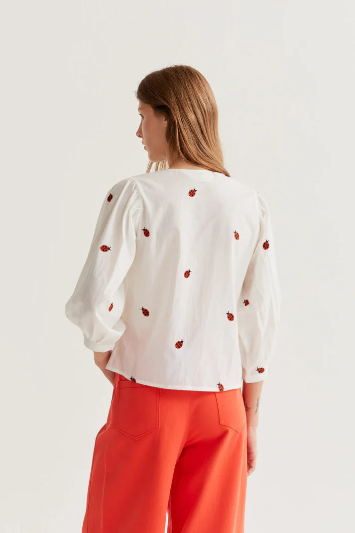 CAMICIA BIANCA RICAMO COCCINELLE COMPANIA FANTSTICA