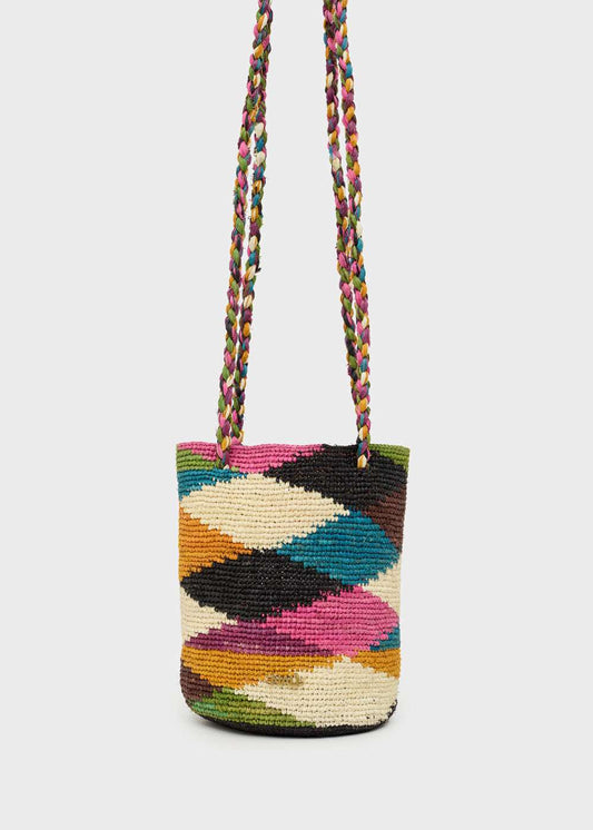 BORSA RHAMA SMALL ROMBI IN RAFIA MULTICOLOR NALÌ