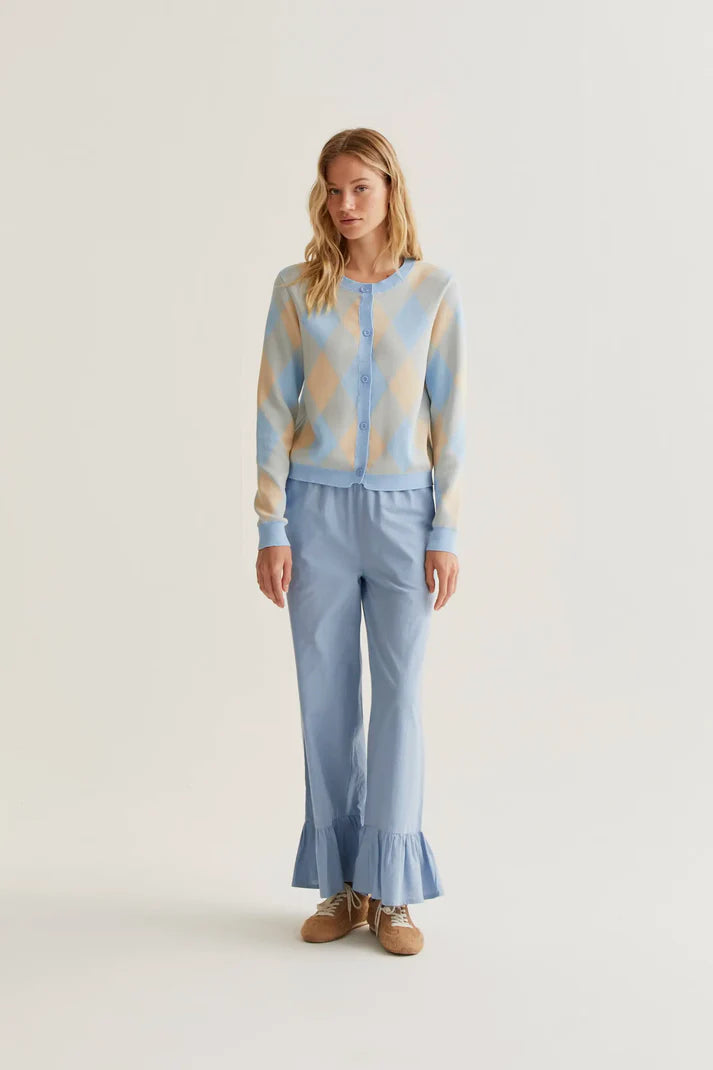 CARDIGAN LOSANGHE AZZURRO BEIGE COMPANIA FANTASTICA