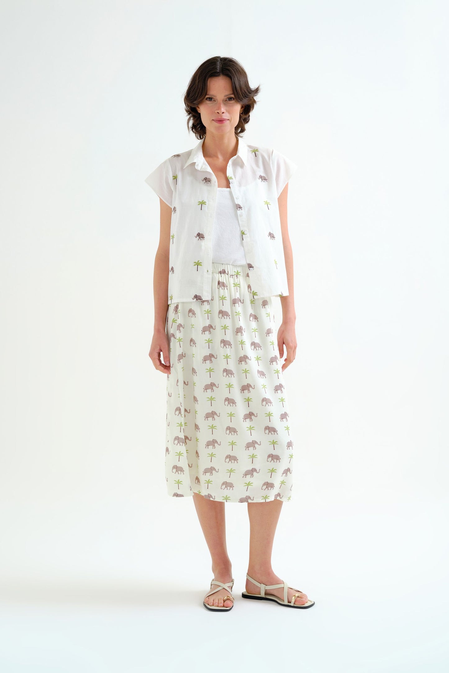 CAMICIA STAMPA PALMA E ELEFANTE COMPANIA FANTASTICA