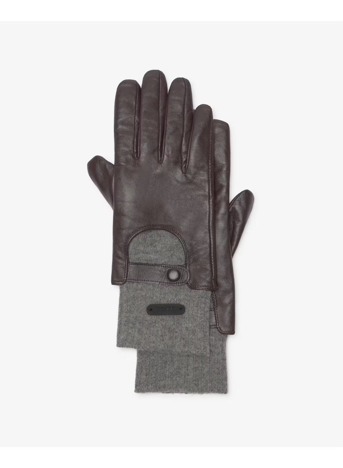 GUANTO IN PELLE E LANA CHOCOLATE 45976-13 YERSE