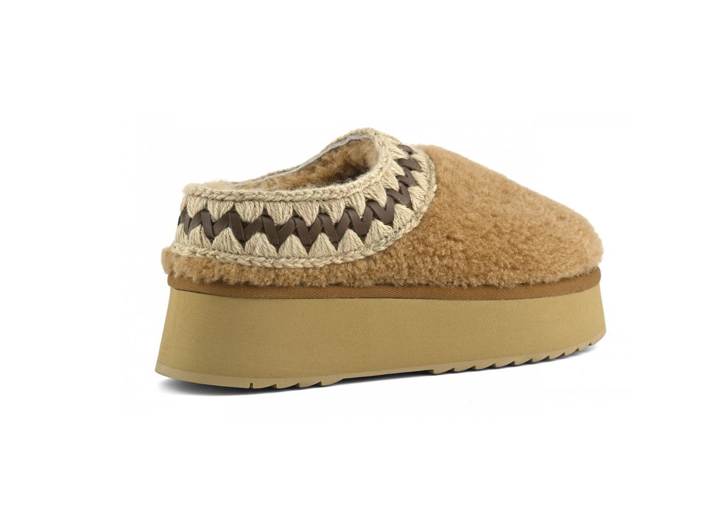 Platform clog curly sheepskin MOU