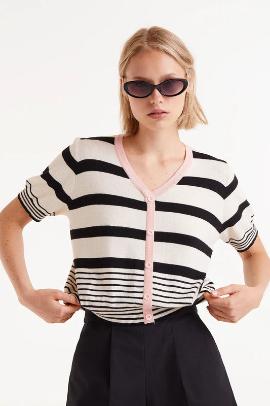 CARDIGAN RIGHE BIANCO E NERE COMPANIA FANTASTICA