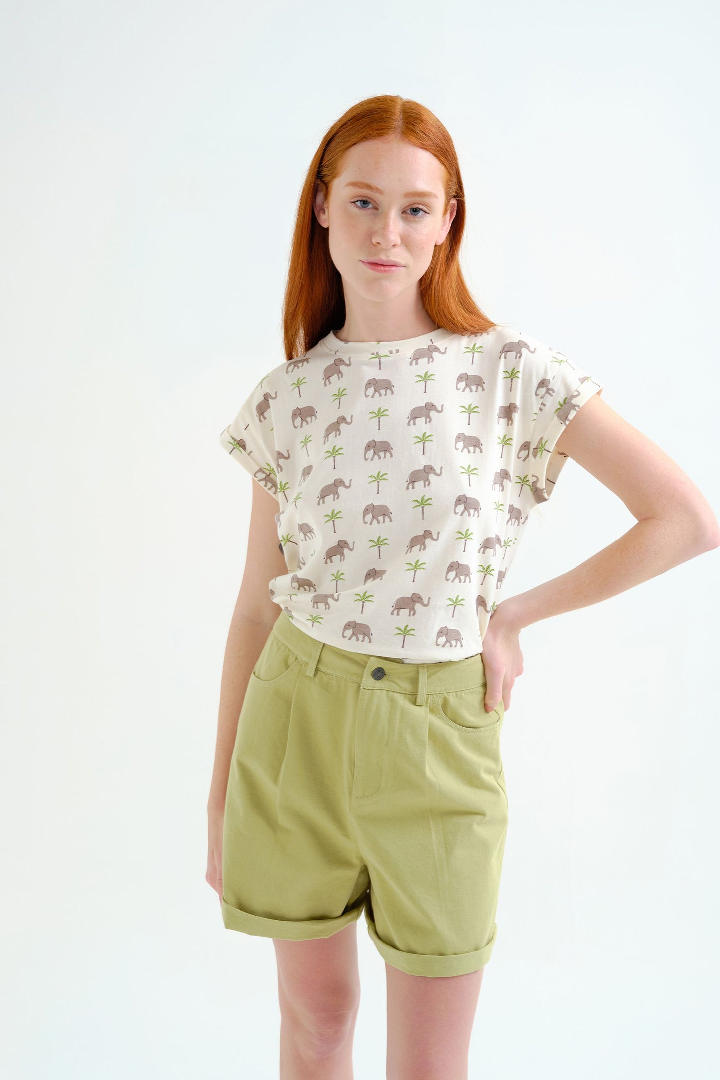 T-SHIRT STAMPA PALMA E ELEFANTE COMPANIA FANTASTICA
