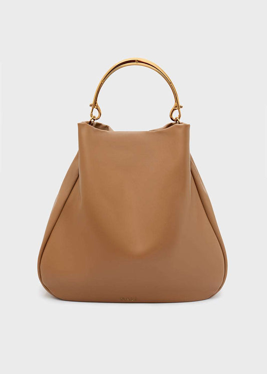 BORSA ANNIE A SPALLA MANICO METALLO MARRONE NALÌ