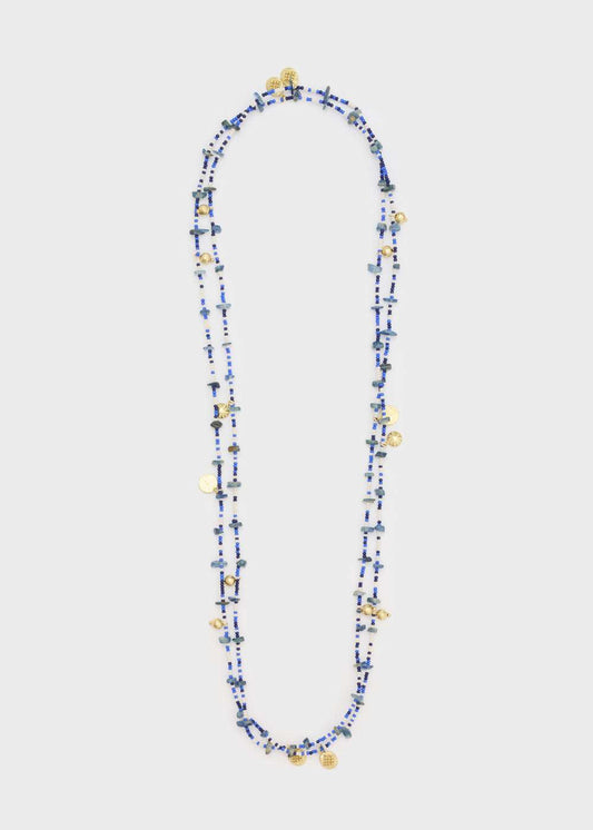 COLLANA EMY PERLINE BLU + ELEMENTI ORO NALÌ