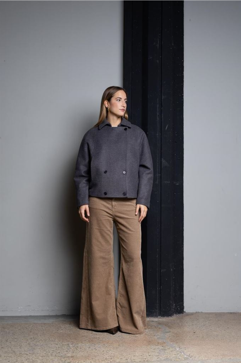 CABAN CORTO CON MANICHE BALLOON IN MISTOLANA BLU KAOS JEANS