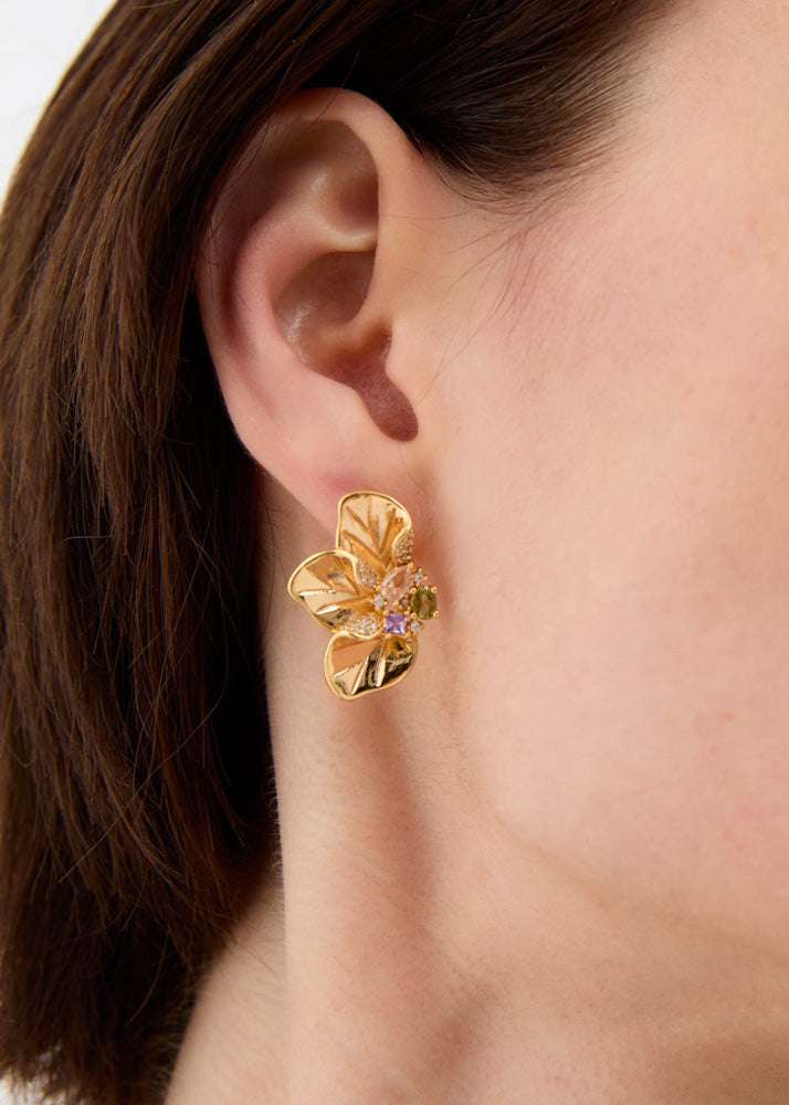 ORECCHINI HALF FLOWERS CON PIETRE ORO NALÍ