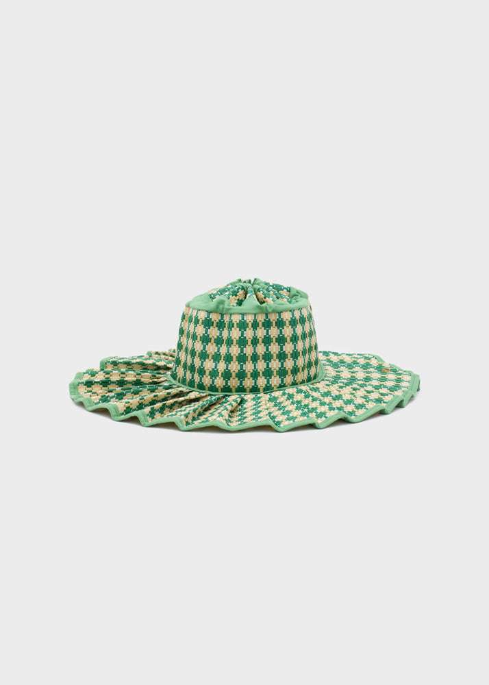 CAPPELLO JING PLISSE' + DUSTBAG VERDE NALÌ