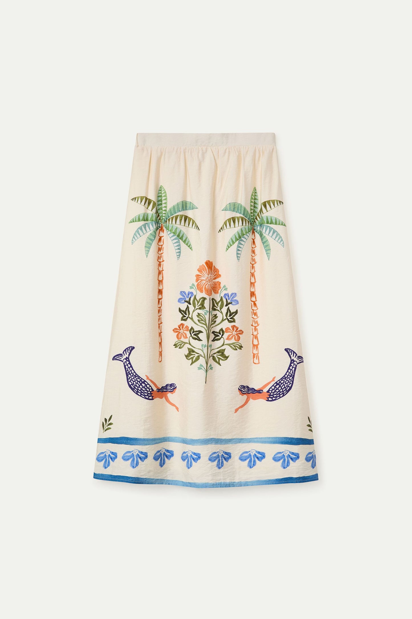 Gonna lunga con stampa Palm & Mermaid COMPANIA FANTASTICA