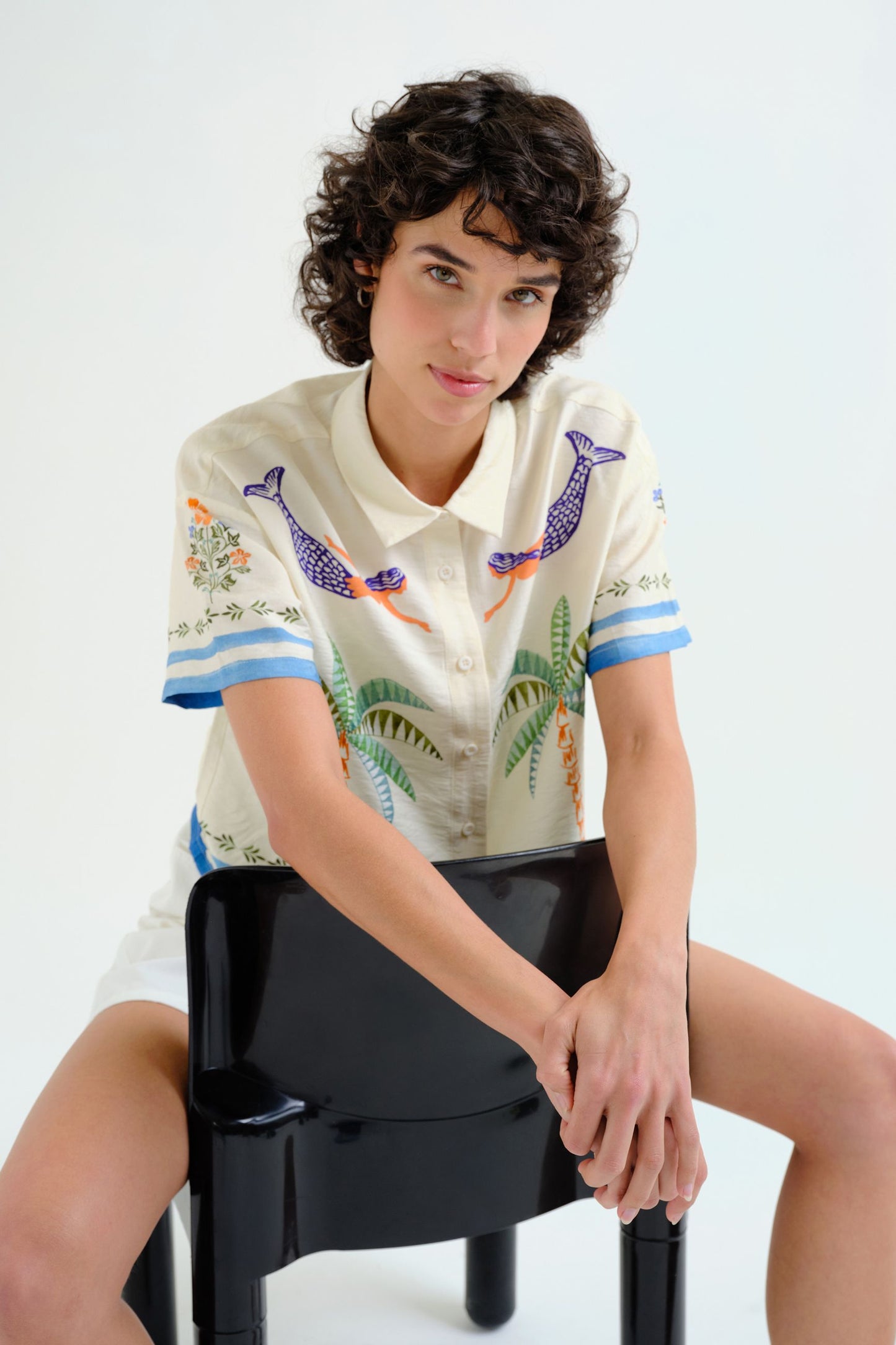 Camicia con stampa di palme e sirene COMPANIA FANTASTICA