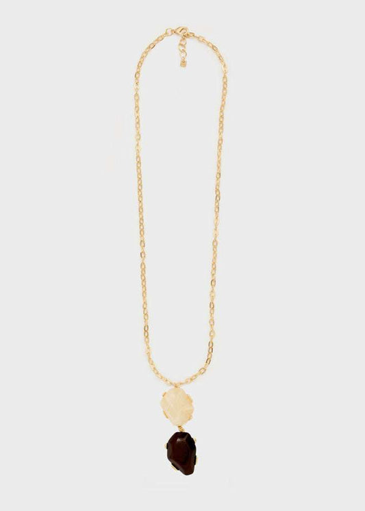 COLLANA MAIA PENDENTI ORO/MARRONE NALÍ