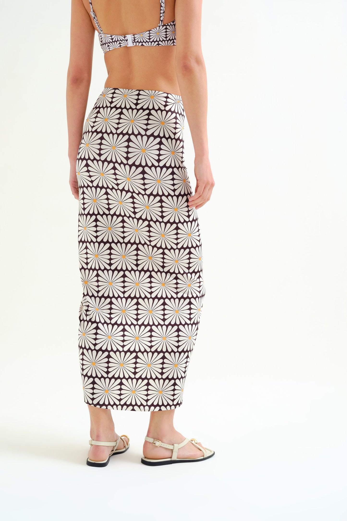 GONNA MIDI FANTASIA OLIVE FLOWER BLACK