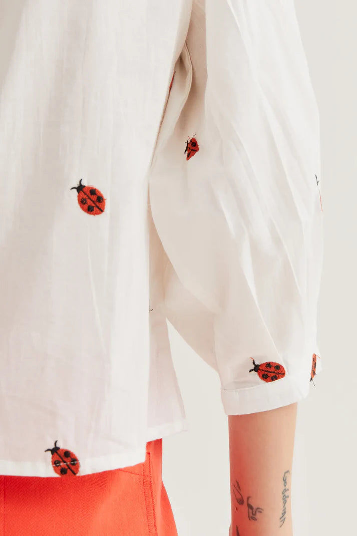 CAMICIA BIANCA RICAMO COCCINELLE COMPANIA FANTSTICA