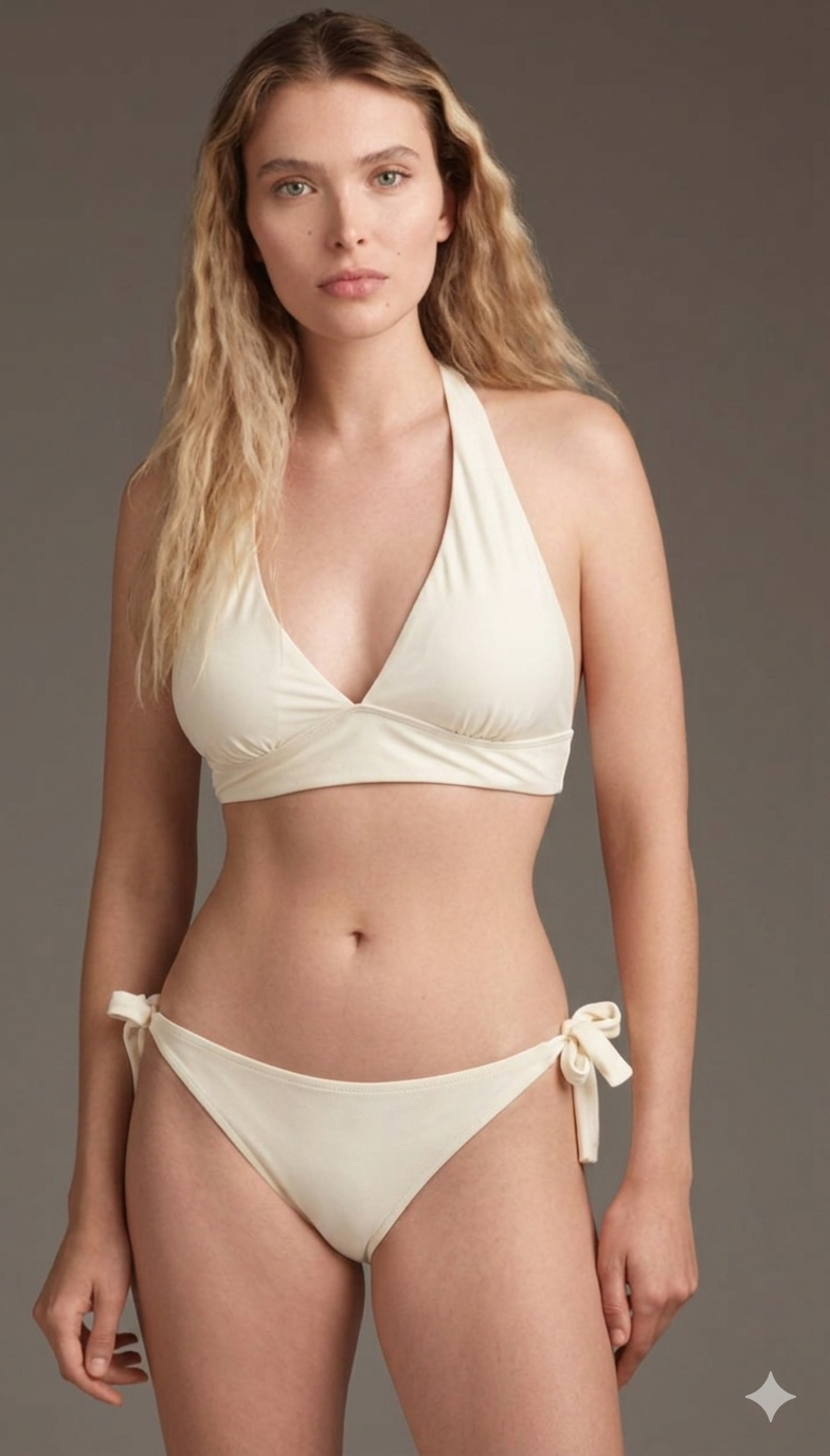 BIKINI TRIANGOLO VELA DRAPPEGGIATO AVORIO COTEAZUR
