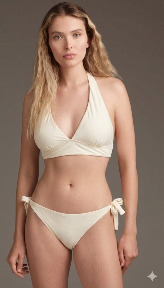 BIKINI TRIANGOLO VELA DRAPPEGGIATO AVORIO COTEAZUR