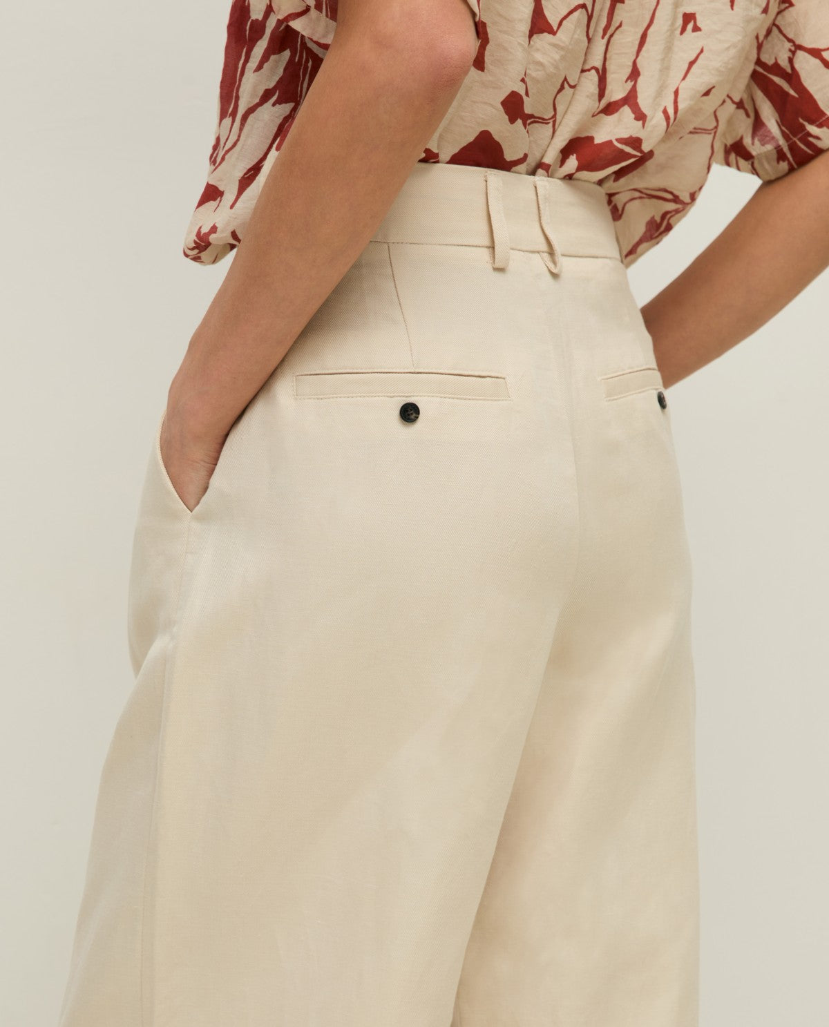 PANTALONE PALAZZO MISTO LINO ECRU YERSE