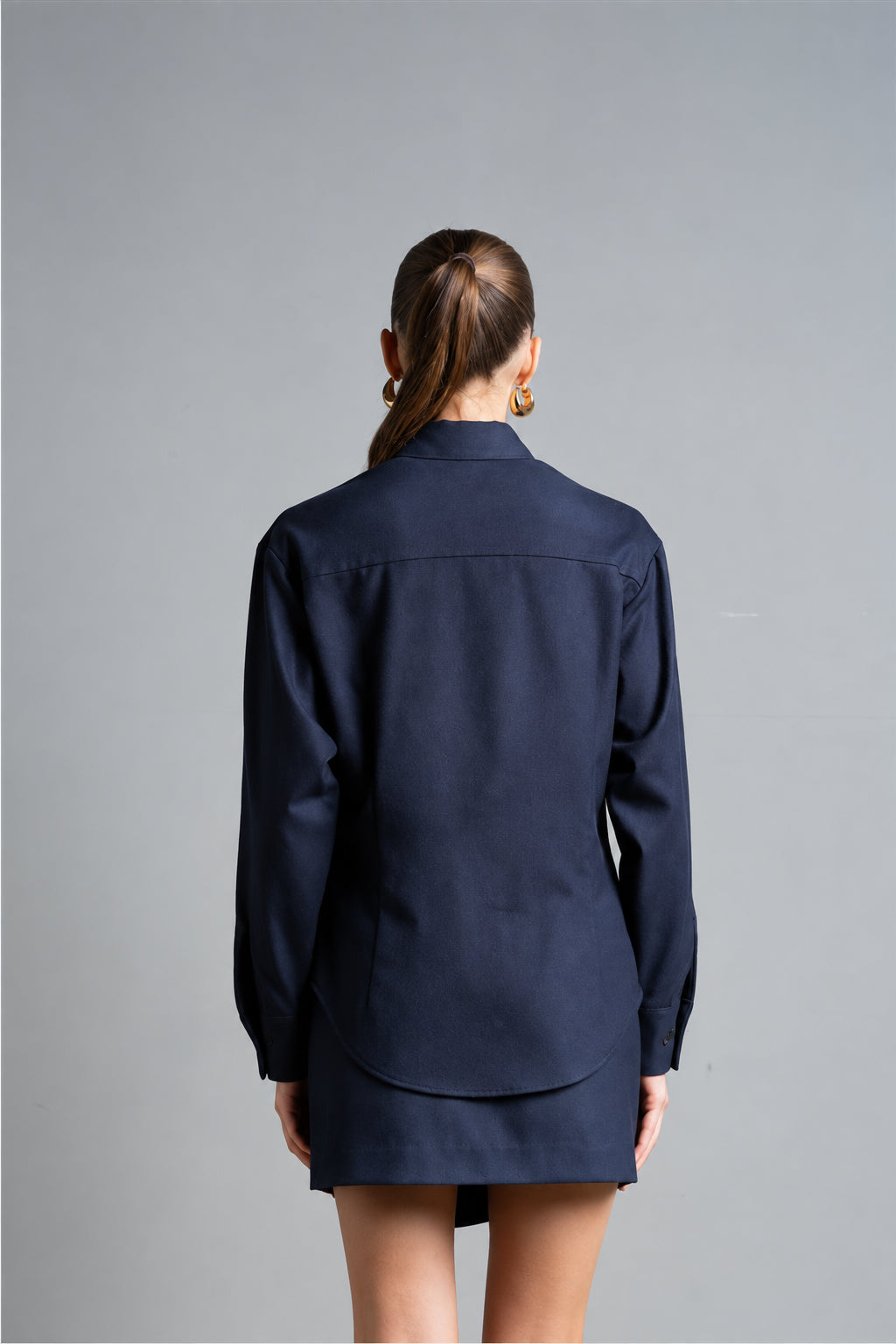 CAMICIA SLIM DI FLANELLA BLU NOTTE ICONA
