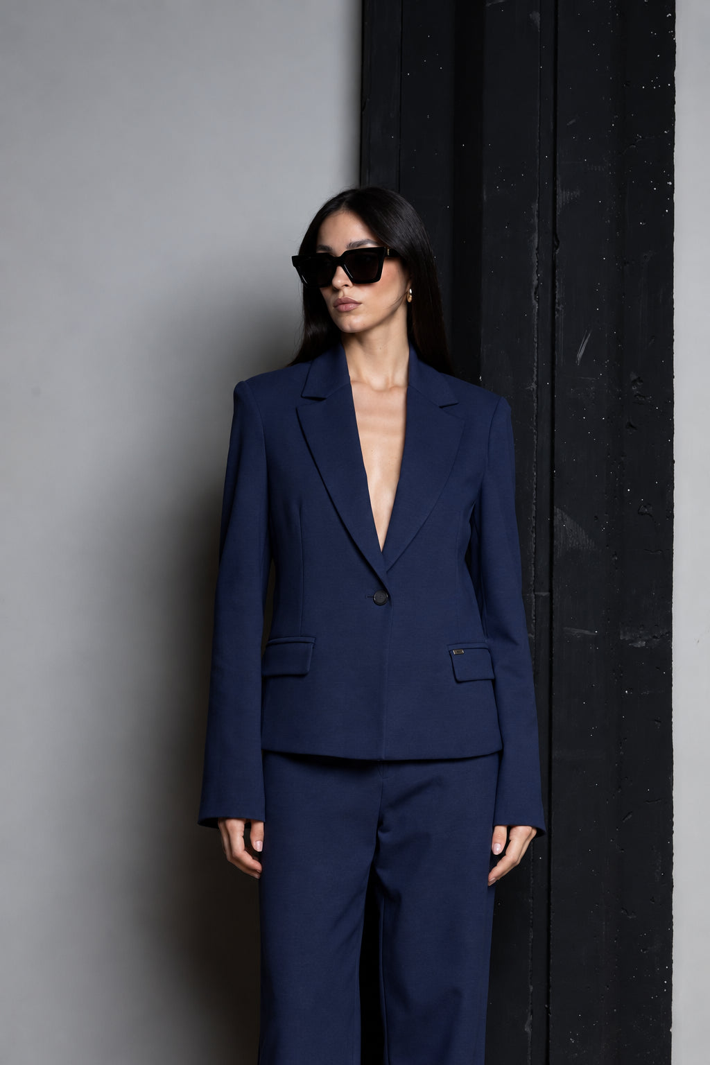 BLAZER MONOPETTO IN PUNTO MILANO BLU KAOS JEANS