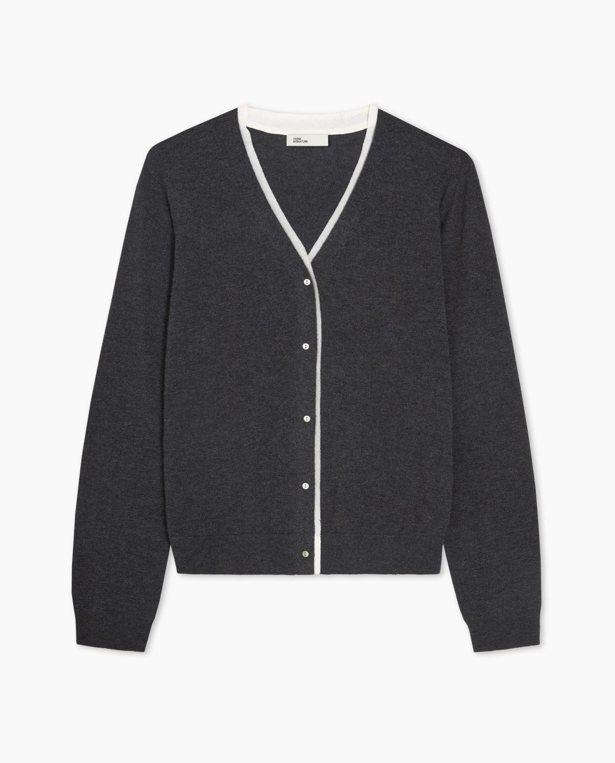 CARDIGAN ANTRACITE DETTAGLI A CONTRASTO YERSE