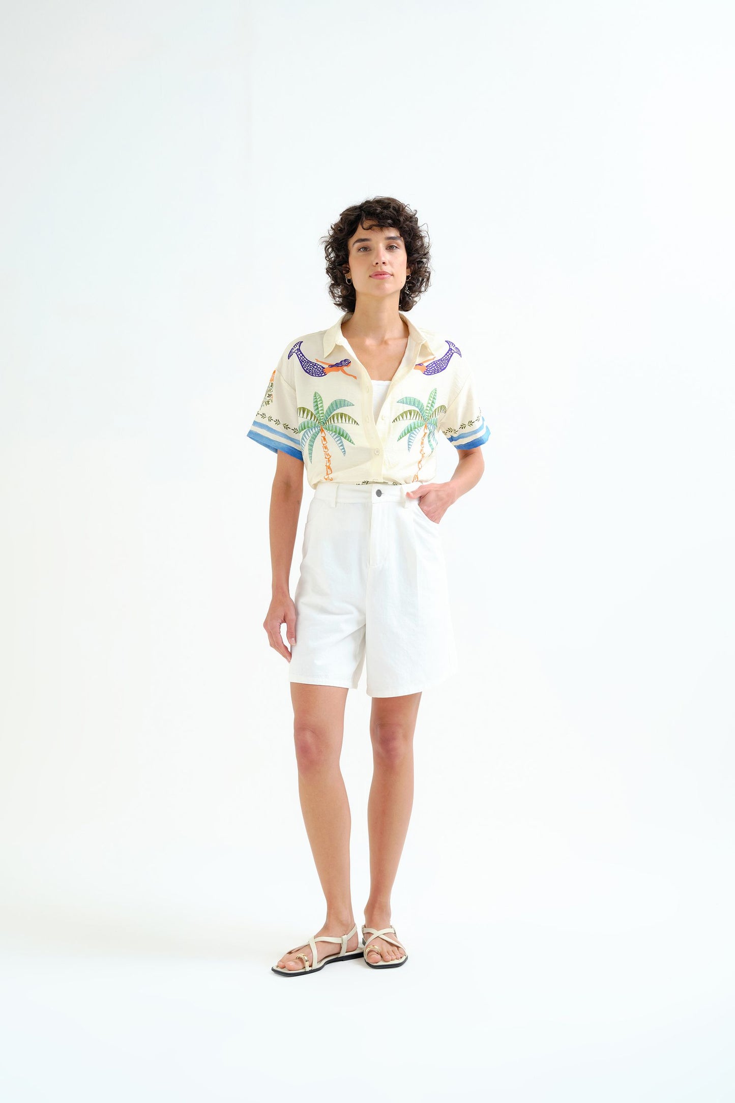 Camicia con stampa di palme e sirene COMPANIA FANTASTICA