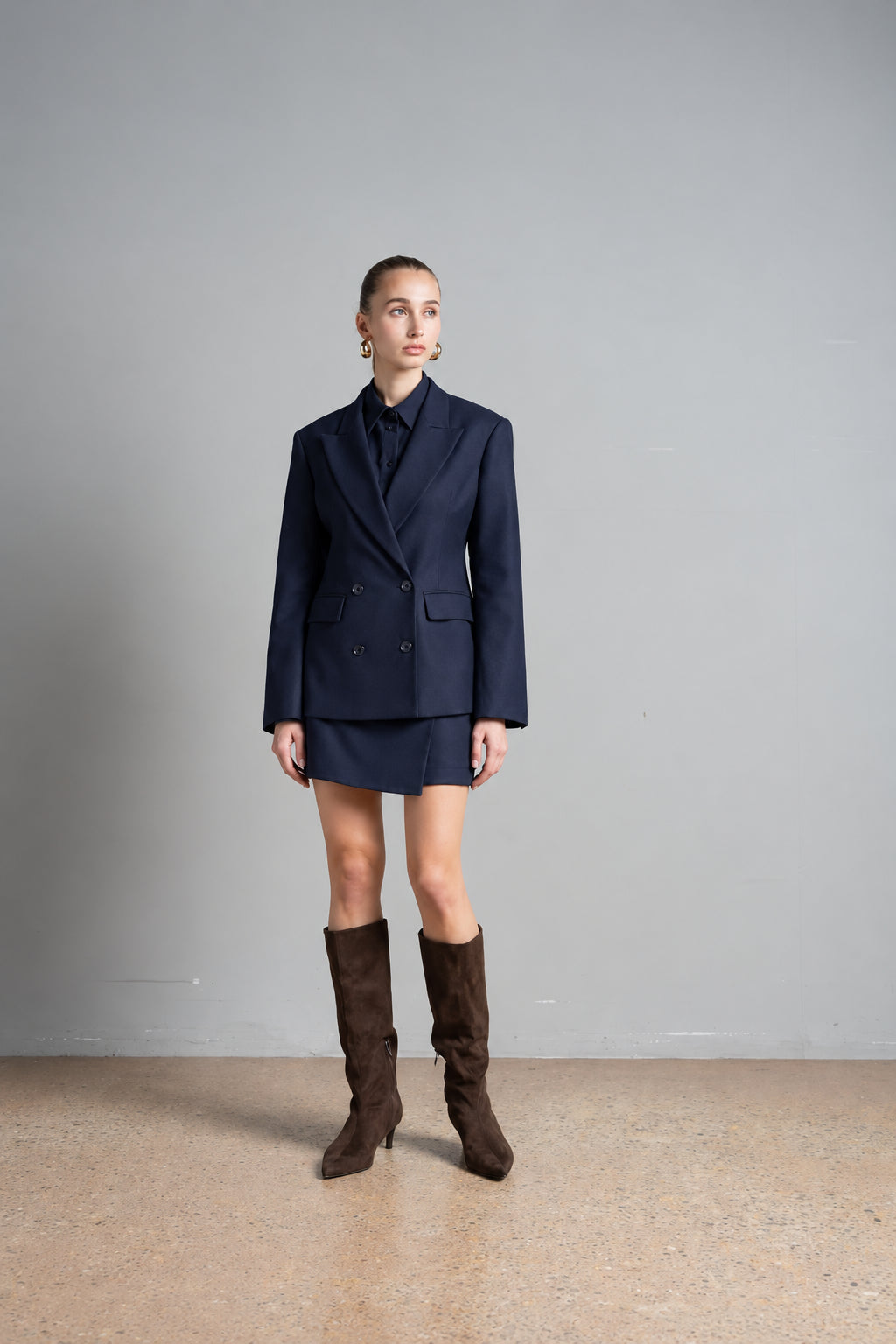 CAMICIA SLIM DI FLANELLA BLU NOTTE ICONA