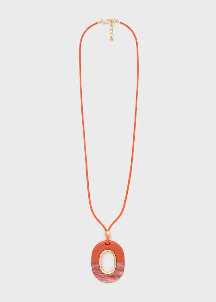 COLLANA VALE PENDENTE OVALE  RESINA ARANCIO NALÍ