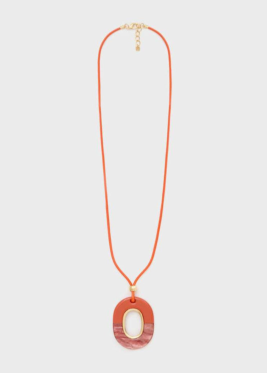 COLLANA VALE PENDENTE OVALE  RESINA ARANCIO NALÍ