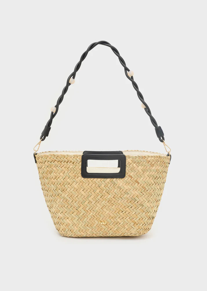 BORSA OLIVIA A MANO+TRACOLLA PAGLIA NERO NALÌ