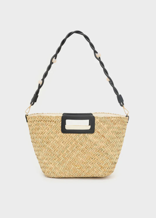 BORSA OLIVIA A MANO+TRACOLLA PAGLIA NERO NALÌ