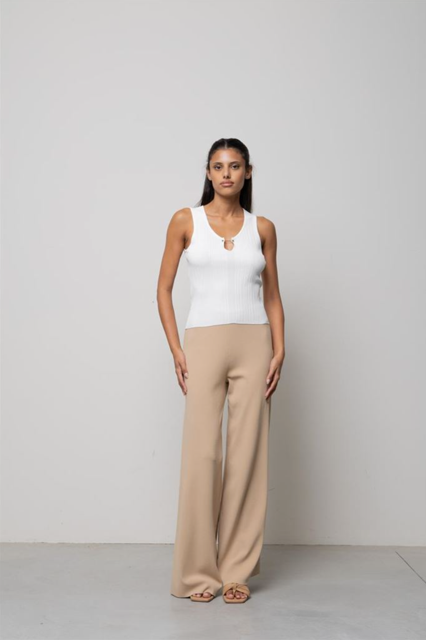 TOP CANOTTA ACCESSORIO ORO PANNA KAOS