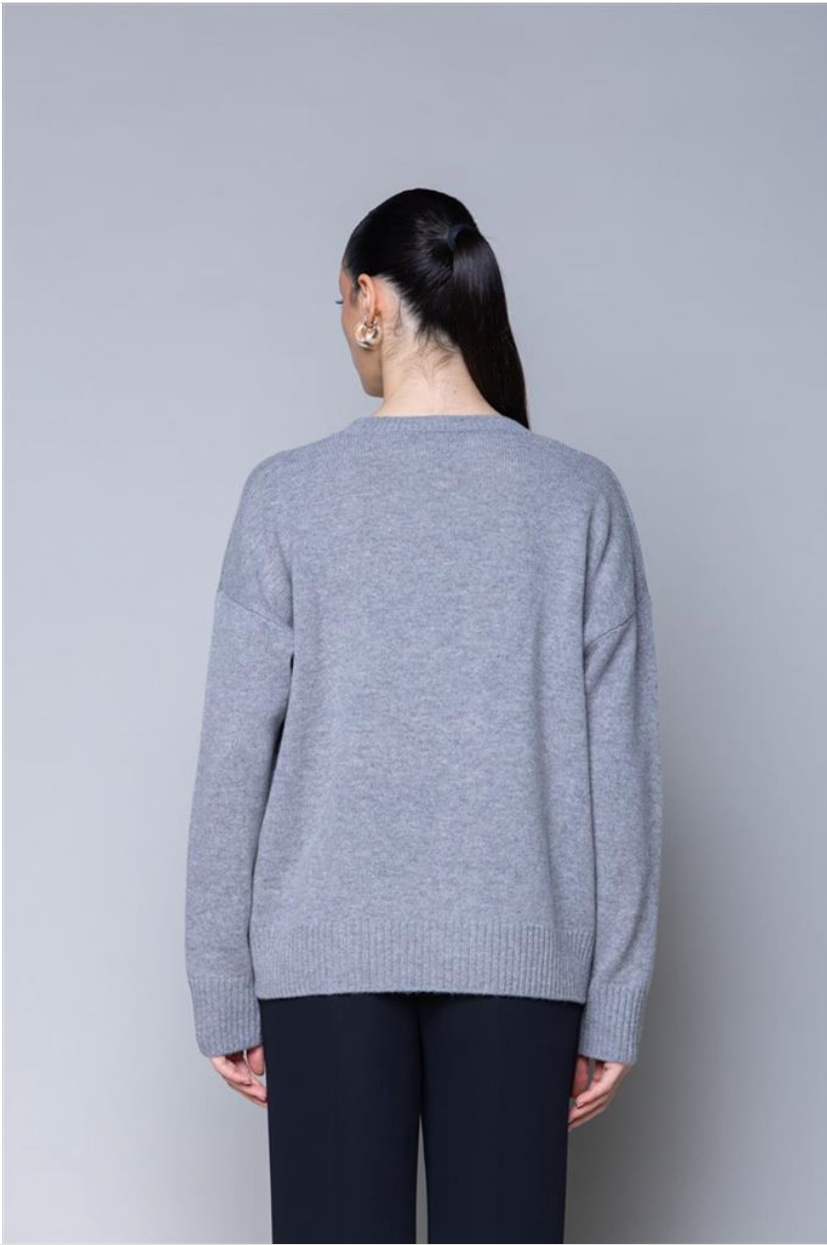 MAGLIA 100% LANA CON MANICHE RAGLAN GRIGIO MELANGE KAOS