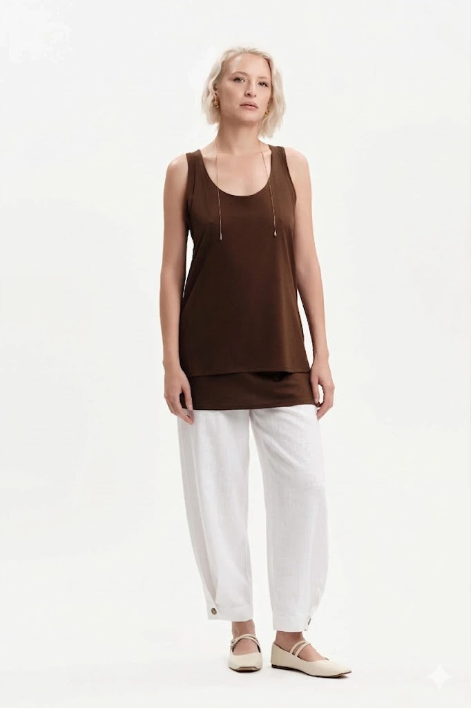 PANTALONI IN MISTOLINO CON BOTTONE ORLO WHITE WISE