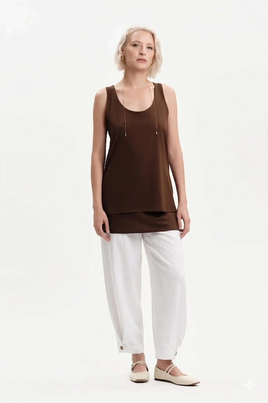 PANTALONI IN MISTOLINO CON BOTTONE ORLO WHITE WISE