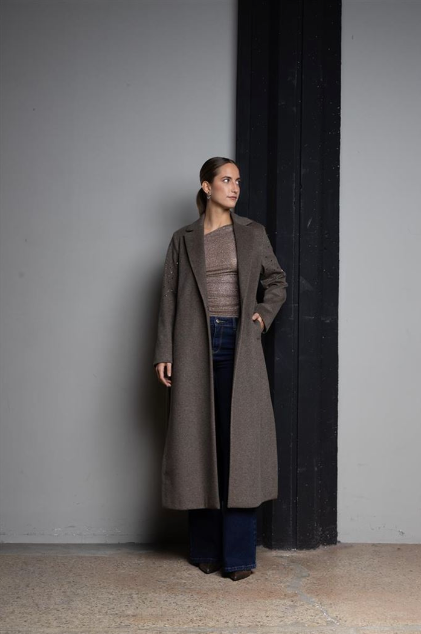 CAPPOTTO LUNGO A VESTAGLIA CON APPLICAZIONE CABOCHON KAOS JEANS