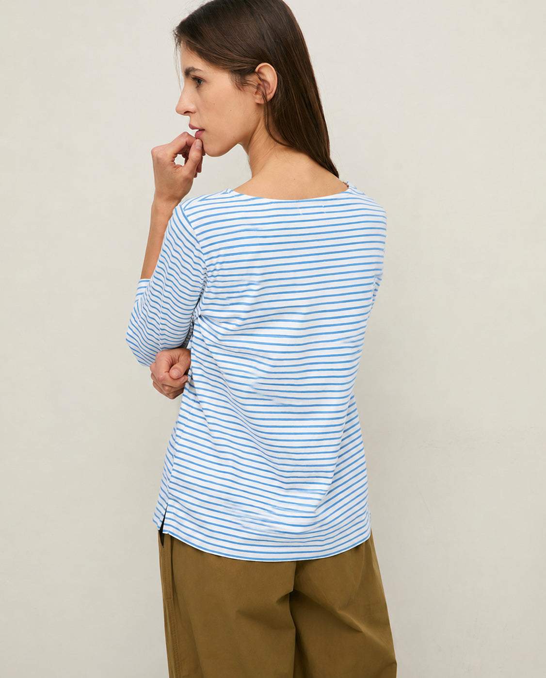 T-SHIRT BASIC A RIGHE BARCA AZZURRA YERSE