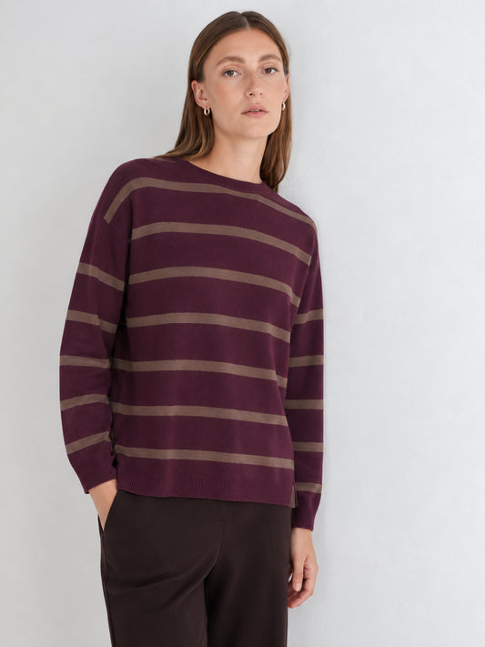 MAGLIONE GIROCOLLO GRANATA A RIGHE 45515-284  YERSE