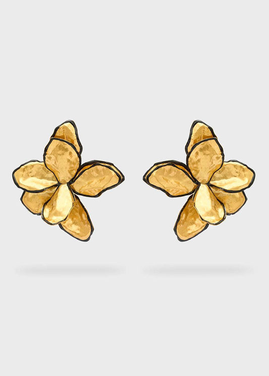 ORECCHINI FIORE OVER CON SMALTO ORO\NERO NALÍ