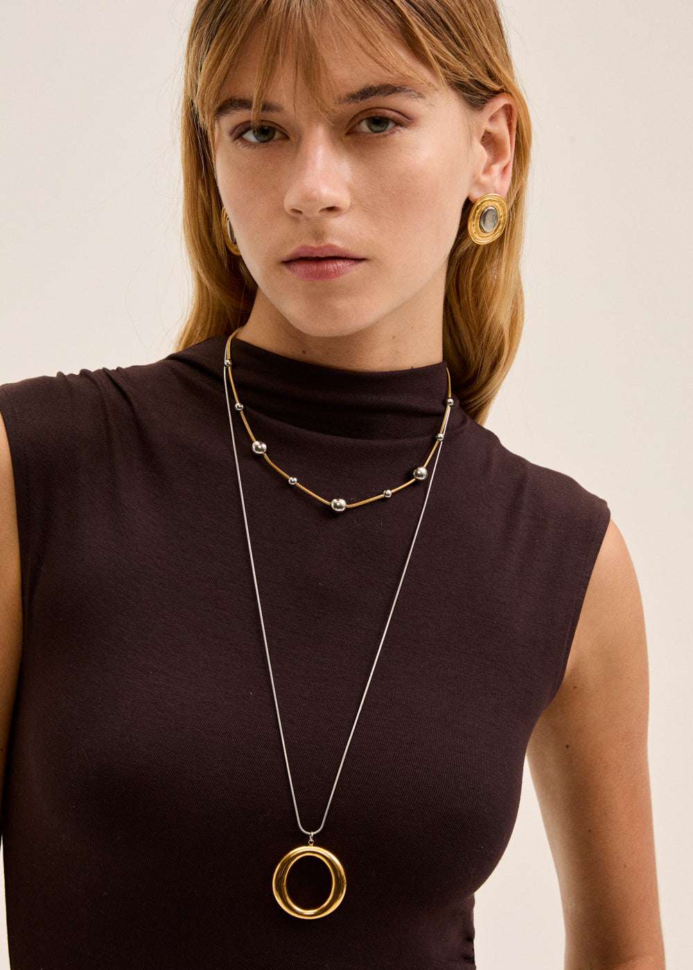 COLLANA PENDENTE TONDO ACC.INO. ARGENTO/ORO NALÍ