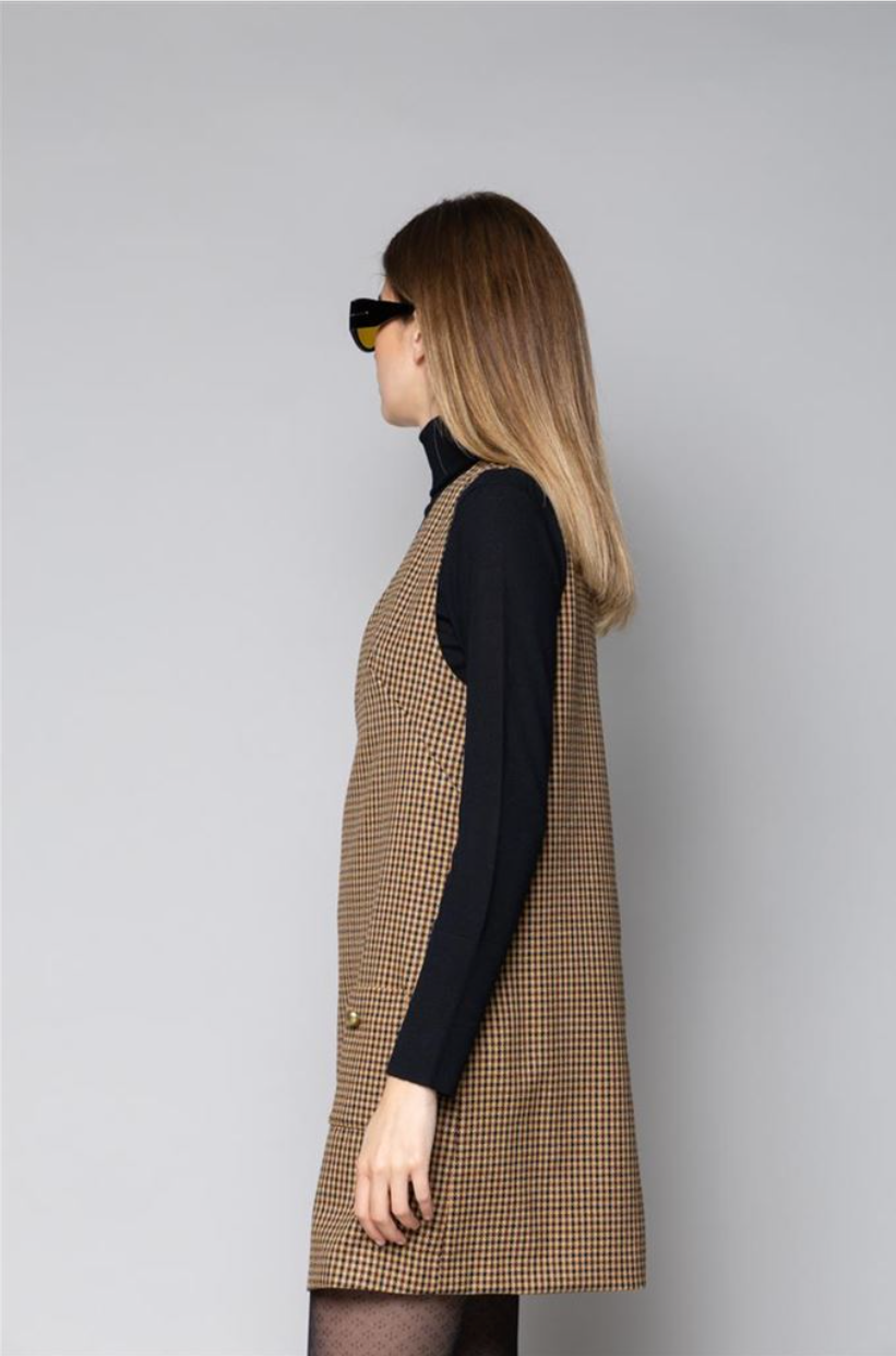 ABITO CORTO SMANICATO MINICHECK CAMEL KAOS