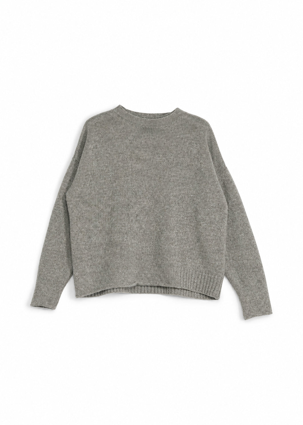 MAGLIA PARICOLLO PURA LANA GRIGIO CROCHÈ
