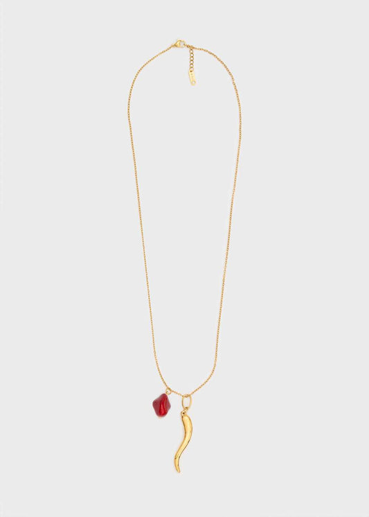 COLLANA CORNO+CORALLO AC. INO. PLA. ORO 14 NALÌ