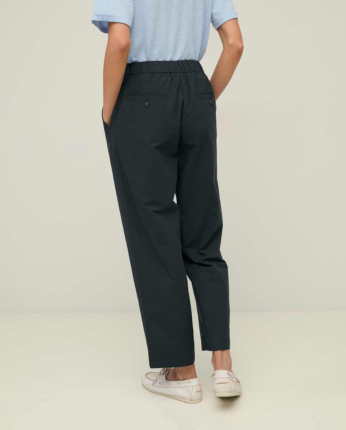 PANTALONI DRITTI IN POPELINE BLU YERSE